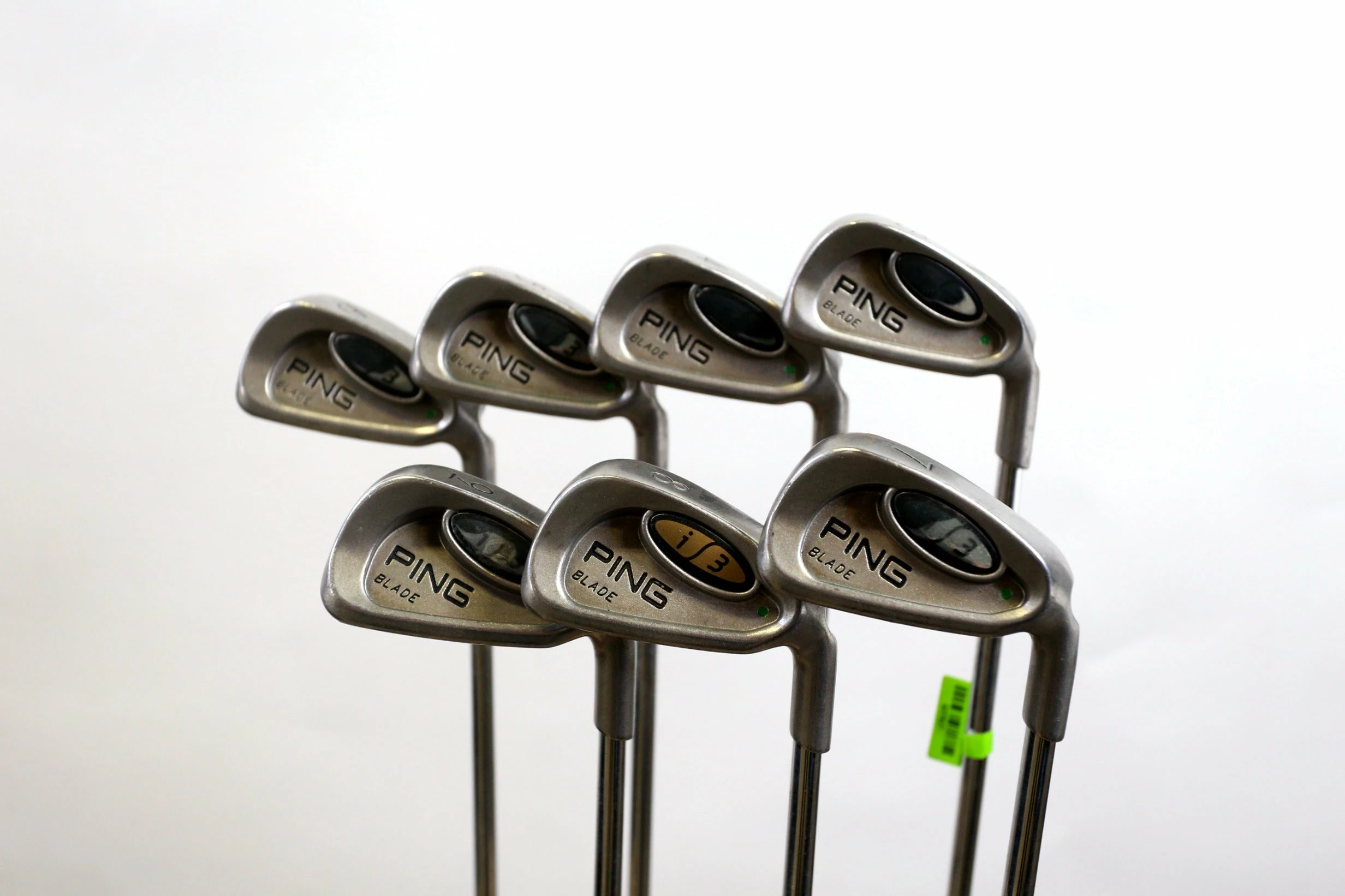 Ping I3 Blade 3-9 Iron Set RH -0.25 In Green Dot Cushin Steel Shafts Stiff Flex 3 Ping I3 Blade 3-9 Iron Set RH -0.25 In Green Dot Cushin Steel Shafts Stiff Flex