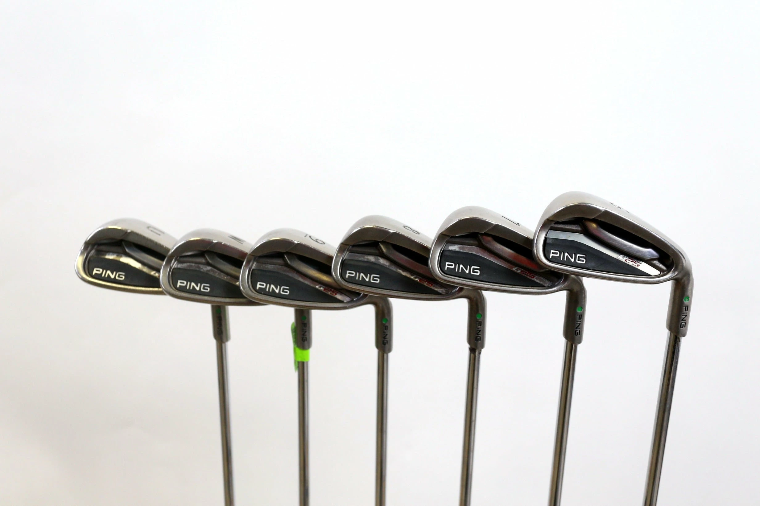 Ping G25 Green Dot 6-PW-UW Iron Set RH -0.25 In Ping CFS Steel Regular Flex 3 Ping G25 Green Dot 6-PW-UW Iron Set RH -0.25 In Ping CFS Steel Regular Flex
