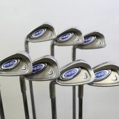 LEFTY Ping I5 4-9, PW Iron Set Green Dot Graphite Shaft Stiff Flex