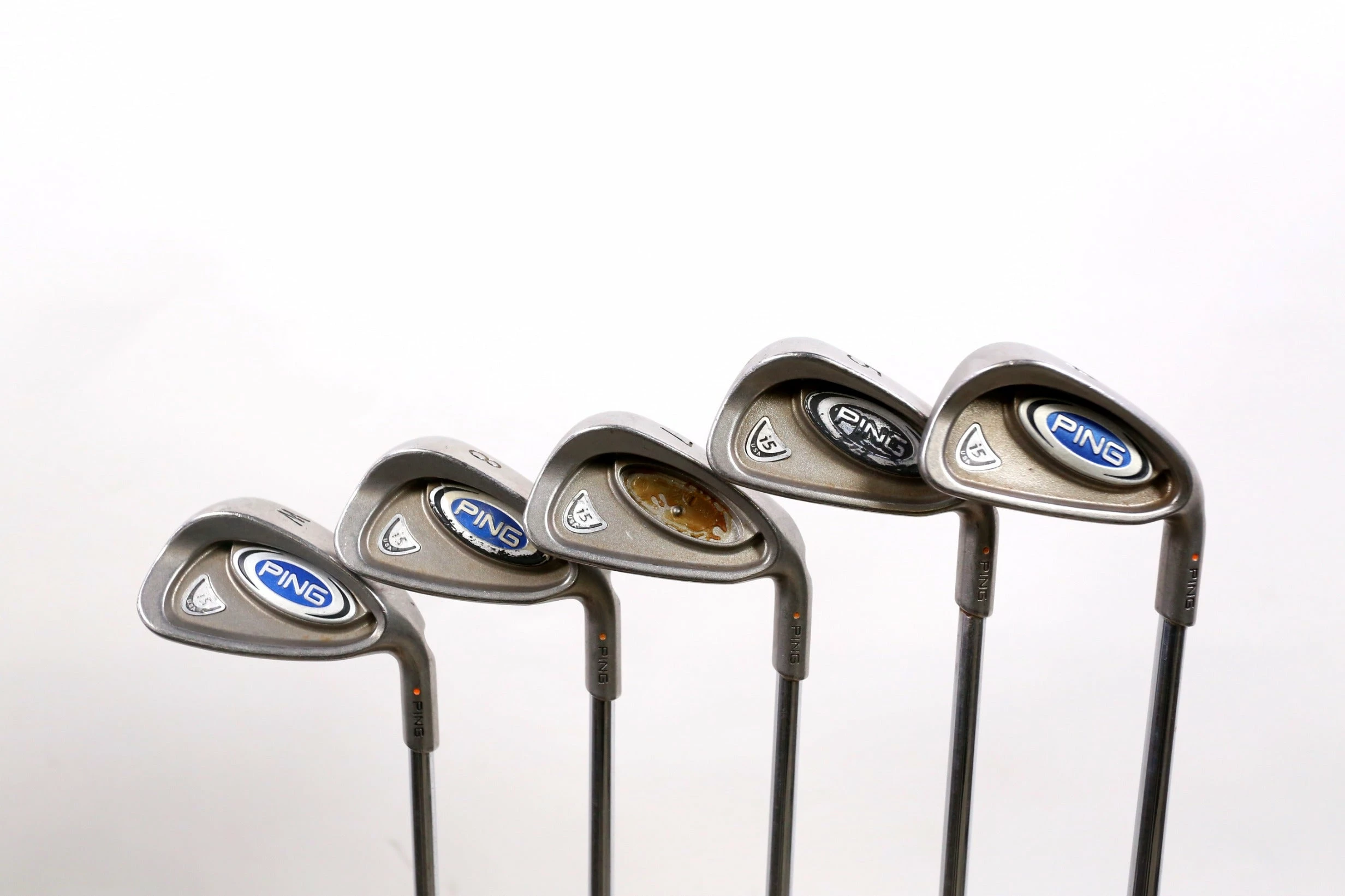 Ping I5 Orange Dot 4, 5, 7, 8, PW Iron Set RH Steel Shaft Stiff Flex 2 Ping I5 Orange Dot 4, 5, 7, 8, PW Iron Set RH Steel Shaft Stiff Flex