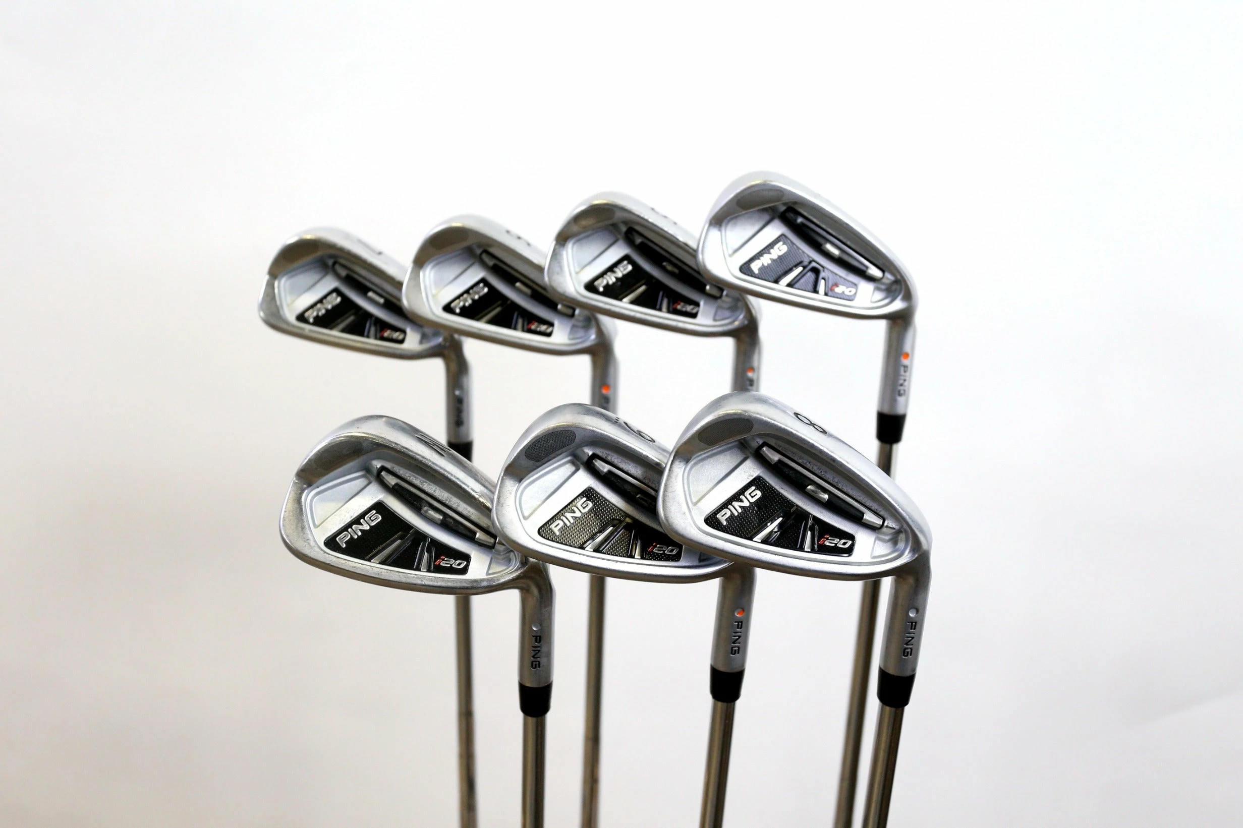 Ping I20 Orange Dot 4-PW Iron Set RH -0.25 In Ping CFS Cushin Steel Stiff Flex 3 Ping I20 Orange Dot 4-PW Iron Set RH -0.25 In Ping CFS Cushin Steel Stiff Flex