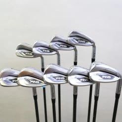 Ping G425 5-9, PW, UW, SW, LW Green Dot Iron Set RH Ping AWT 2.0 Shafts Stiff