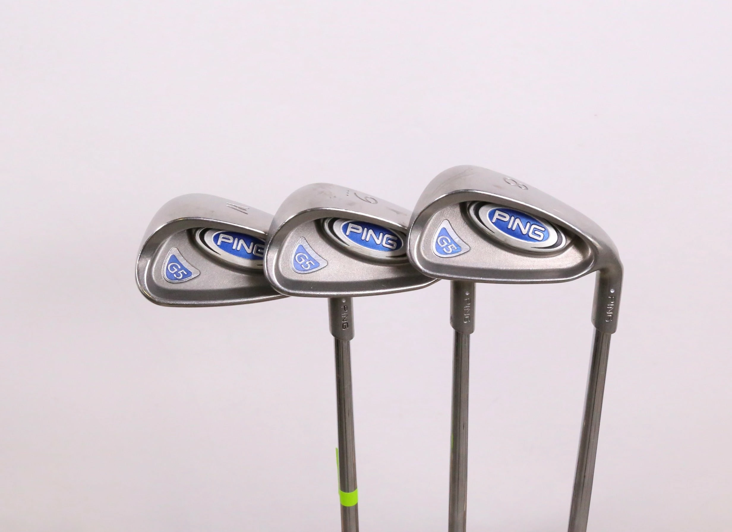 Ping G5 8-PW Iron Set RH +0.5 In White Dot Cushin Steel Shaft Stiff Flex 3 Ping G5 8-PW Iron Set RH +0.5 In White Dot Cushin Steel Shaft Stiff Flex