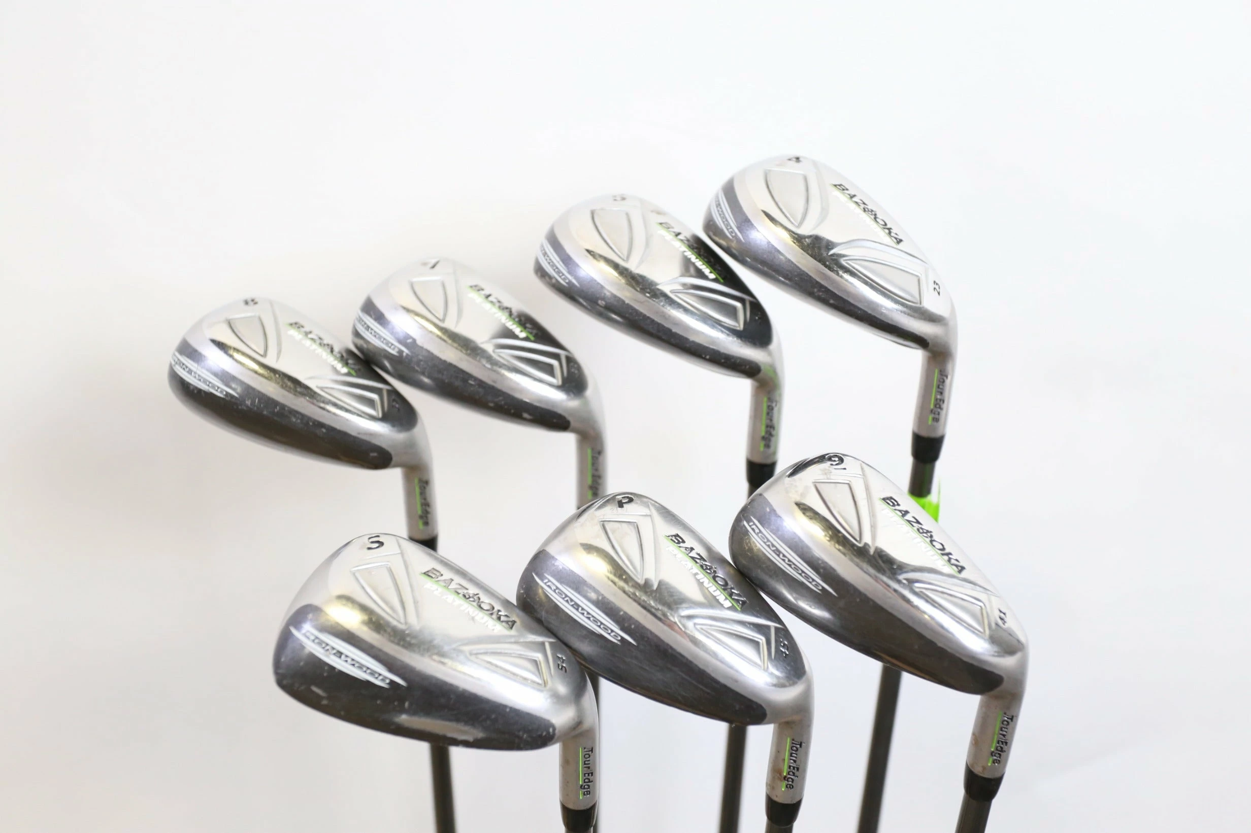 Tour Edge Bazooka Platinum 4, 5, 7-9, PW, SW Iron Set RH Graphite Shafts Regular 3 Tour Edge Bazooka Platinum 4, 5, 7-9, PW, SW Iron Set RH Graphite Shafts Regular