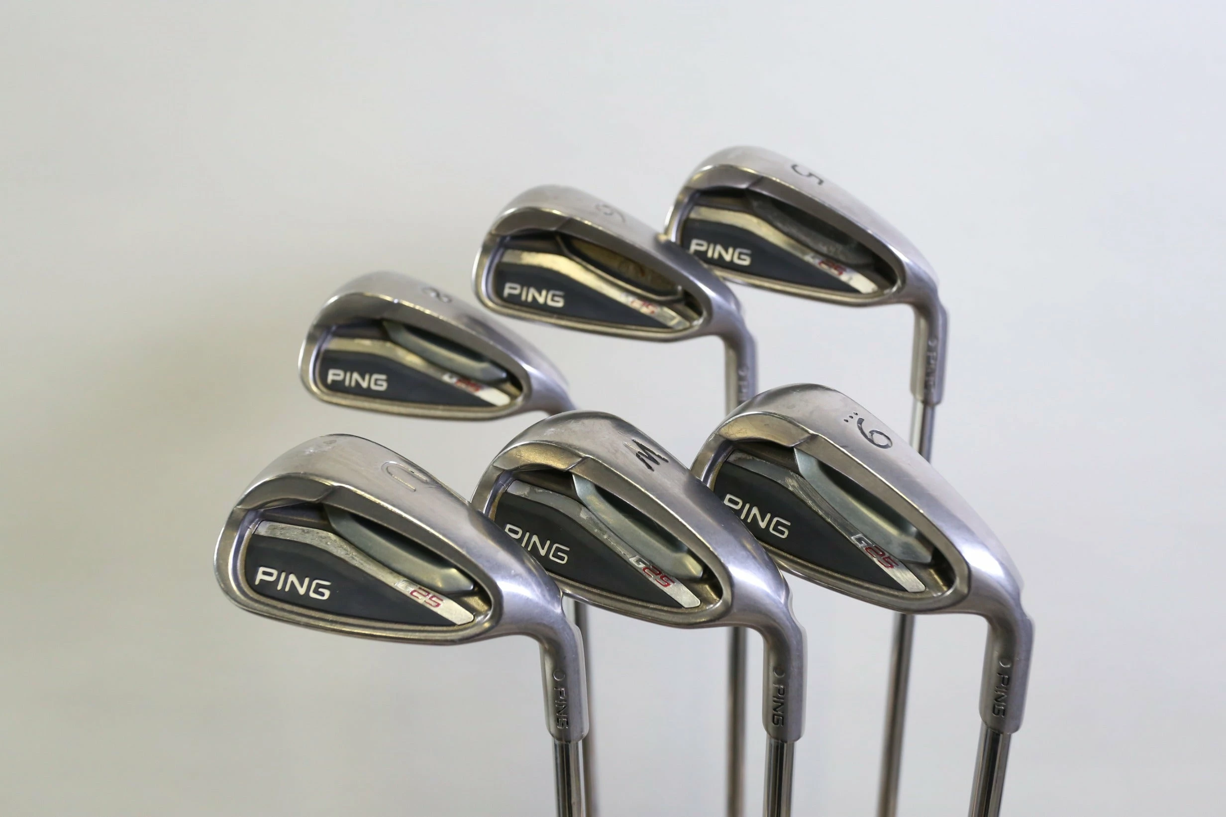 Ping G25 5, 6, 8, 9, W, UW Iron Set RH +0.25 In Ping CFS Steel Shafts Regular 3 Ping G25 5, 6, 8, 9, W, UW Iron Set RH +0.25 In Ping CFS Steel Shafts Regular